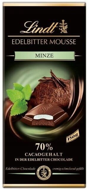 Lindt Edelbitter Mousse hořká čokoláda s náplní Minze 150 g
