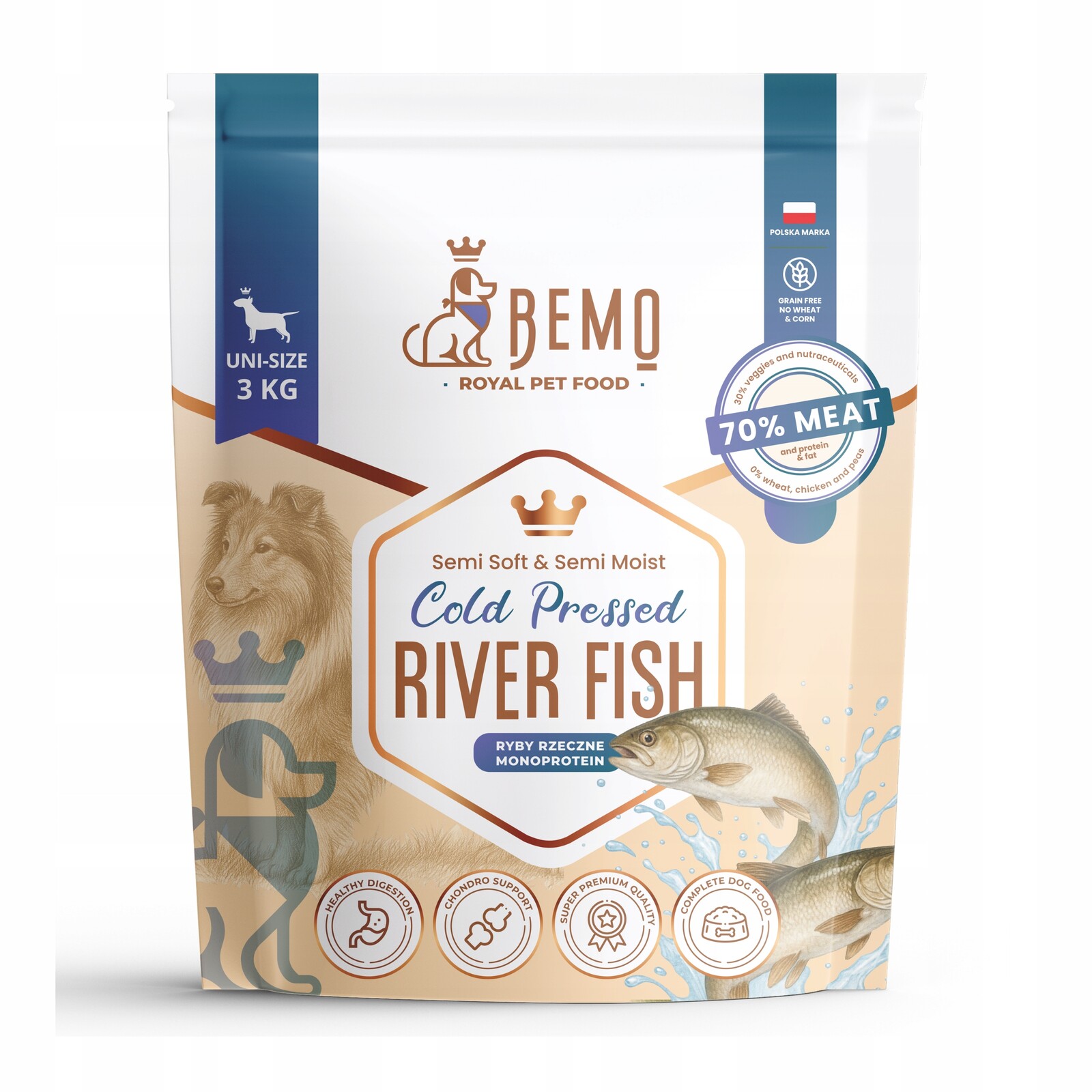 Krmivo pro psy Bemo Cold Pressed River Fish 3 kg s říční rybou