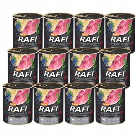 Dolina Noteci Rafi pro psa s hovězími žaludky a šunkou, sada 12 x 800 g