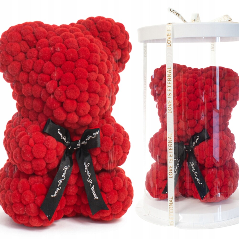Medvídek Z Valentýnských Kuliček Dárek Pro Ni Červený Set Box Stabilizovaná Růže
