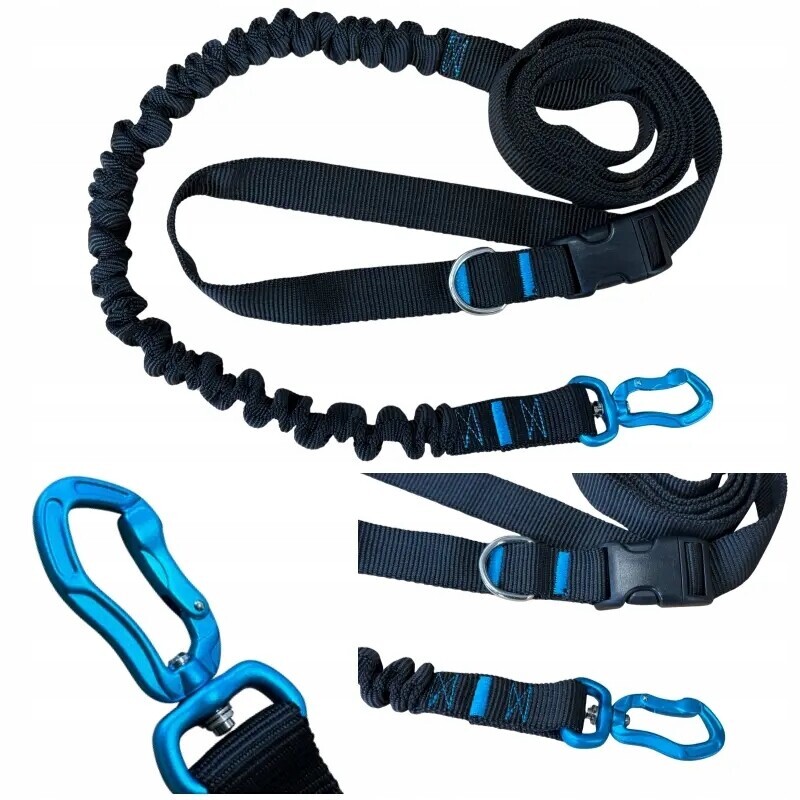 Vodítko s tlumičem 280 cm Černá, nastavitelná, sportovní, 400 kg