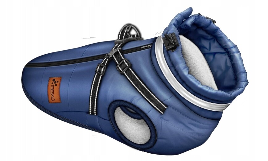 Bunda pro psa vel M s ramenními popruhy a sáčky, modrá