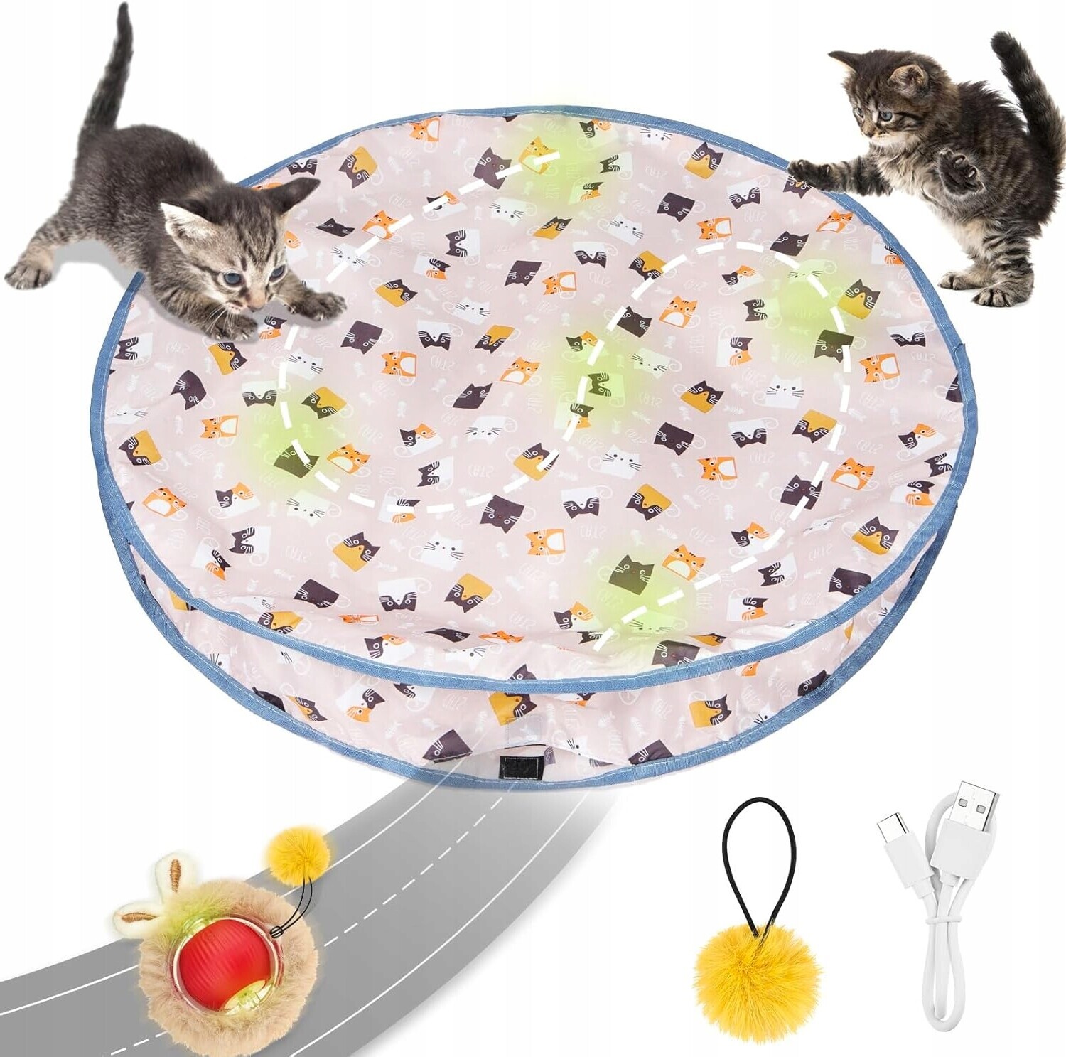 Hračka Pro Kočky 2V1 Interaktivní Míč V Sáčku S Rychlým Válcováním