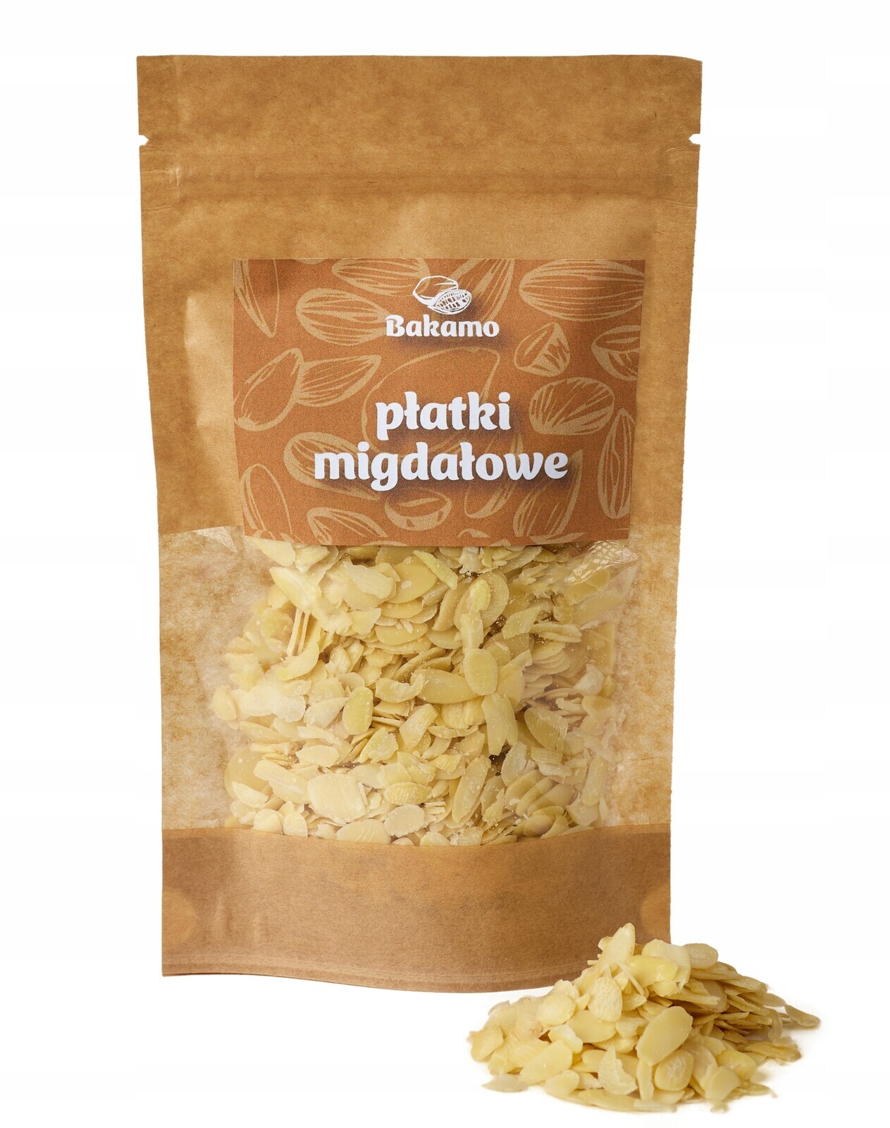 Mandle Plátky 500 g Mandlové řezané čerstvé vločky Celé velké Bakamo