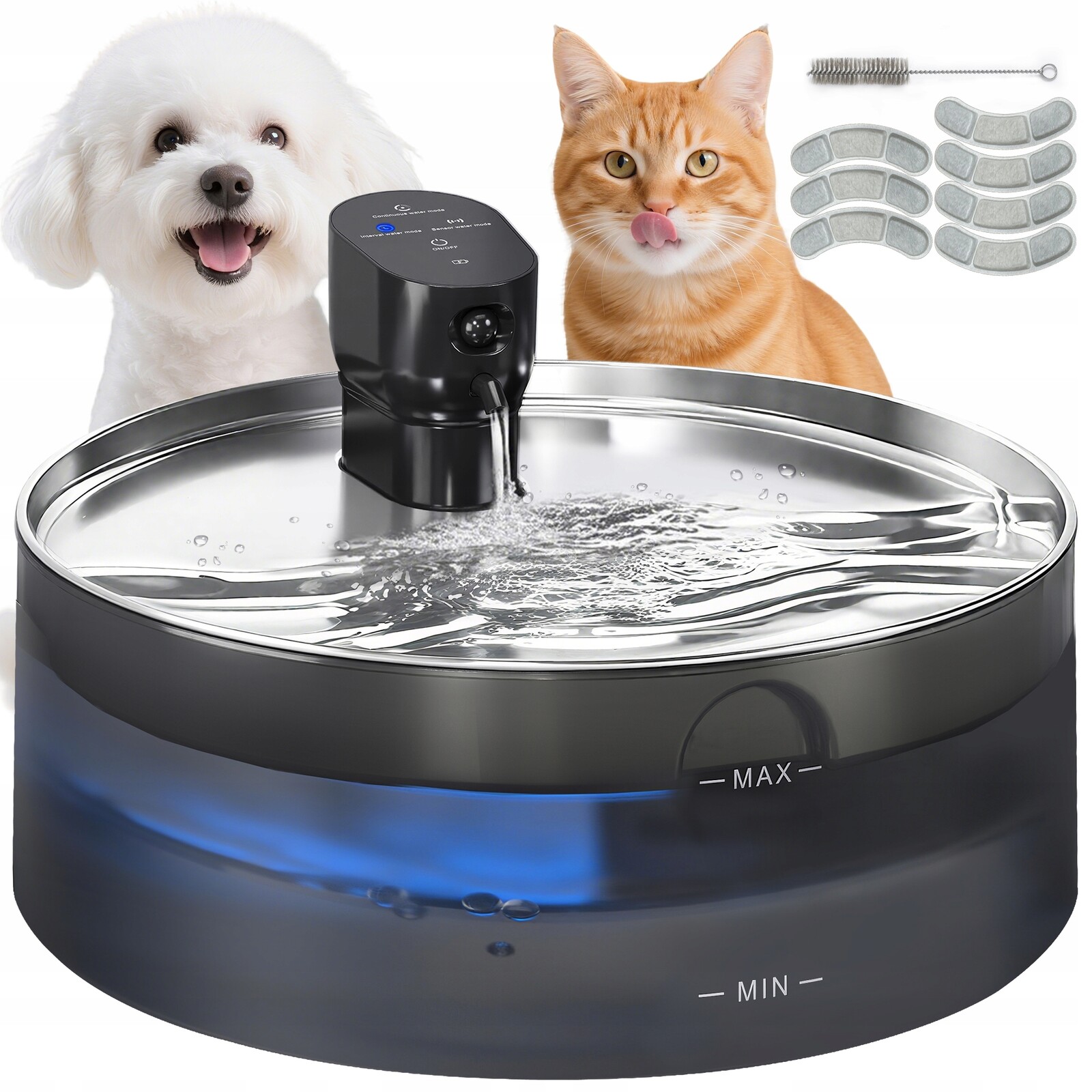 PawHut 7L Automatický dávkovač vody s Led indikátorem, černý