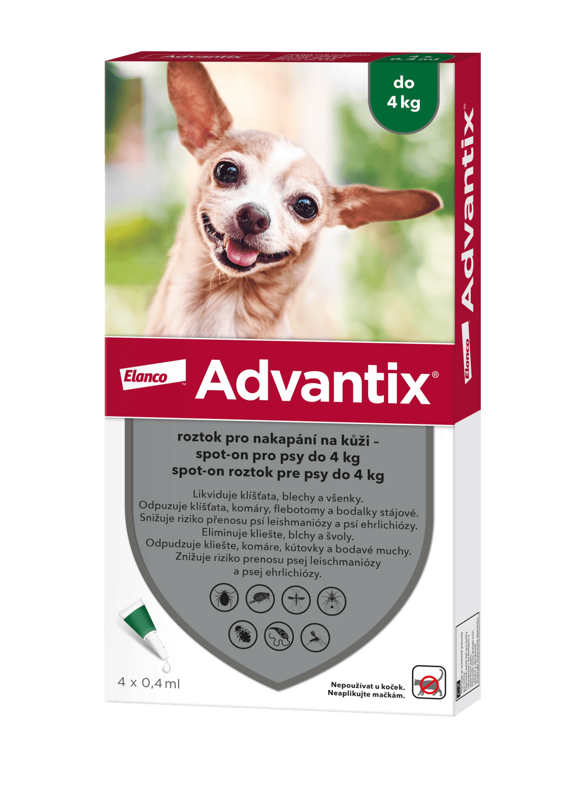ADVANTIX pro psy spot-on do 4 kg 4 x 0.4 ml