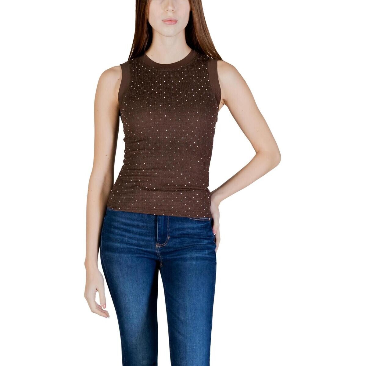 Guess  SL FRANCINE SMOCK HOTFIX TOP W6GP14 K2940  Hnědá