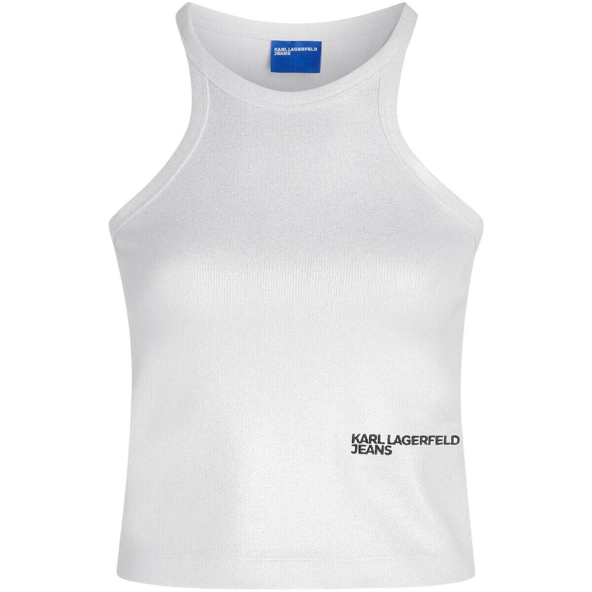 Karl Lagerfeld  KLJ Coated Ribbed Tank B1W17052  Stříbrná