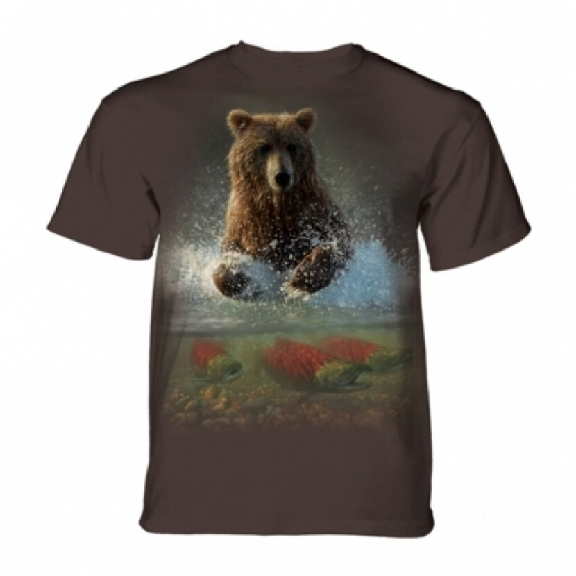 Tričko unisex The Mountain Lucky Fishing Hole Bear - hnědé,