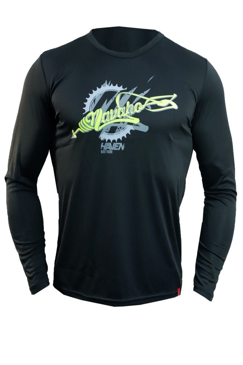 Tričko s dlouhým rukávem Haven Navaho - černé-zelené,