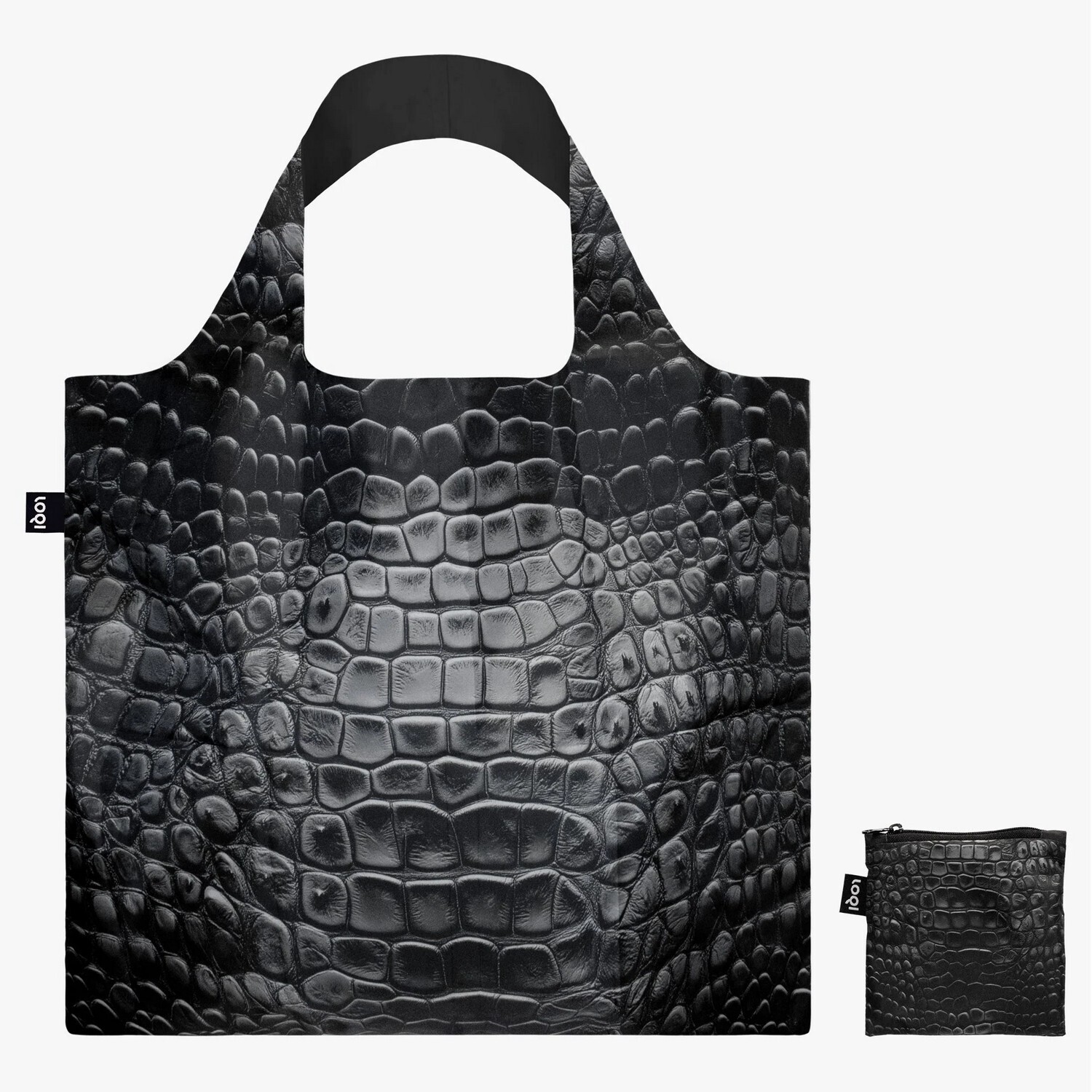 Skládací nákupní taška LOQI CROCODILE Black