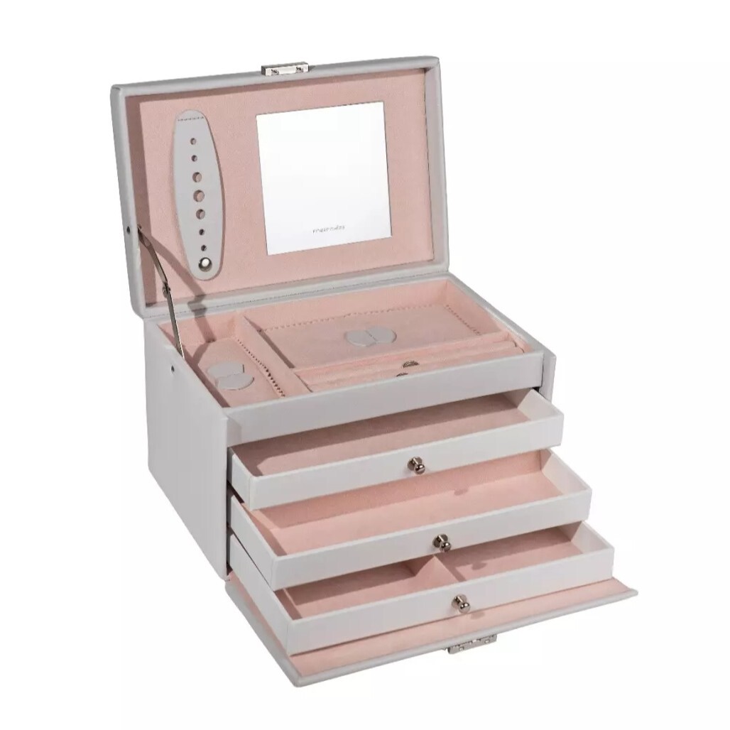 Friedrich Lederwaren Luxusní šedá šperkovnice Classico Rosé 23238-11
