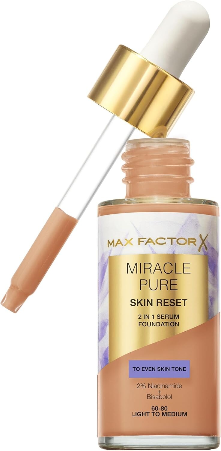 Max Factor Make-up a sérum 2v1 Miracle Pure Serum Foundation 30 ml 60-80 Light to Medium