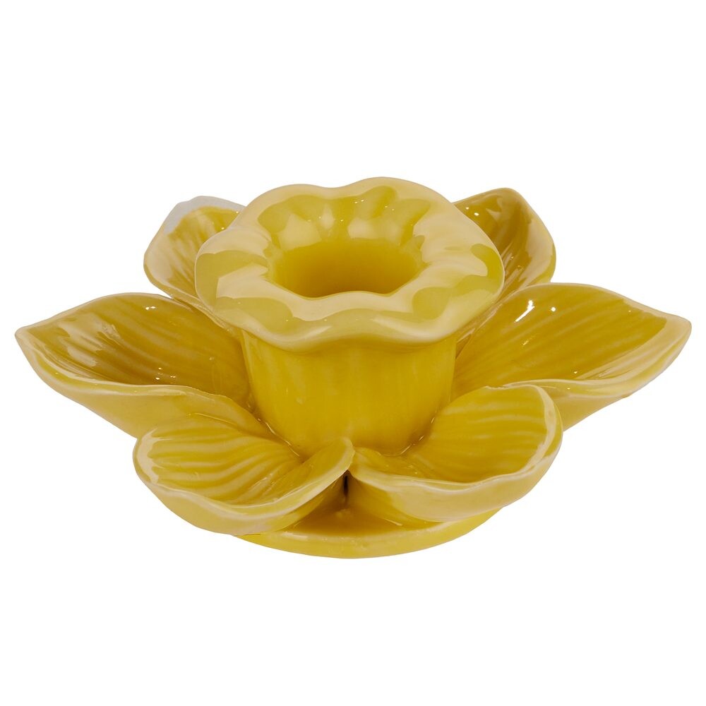 BLOSSOM Svícen na dlouhou svíčku květina - žlutá