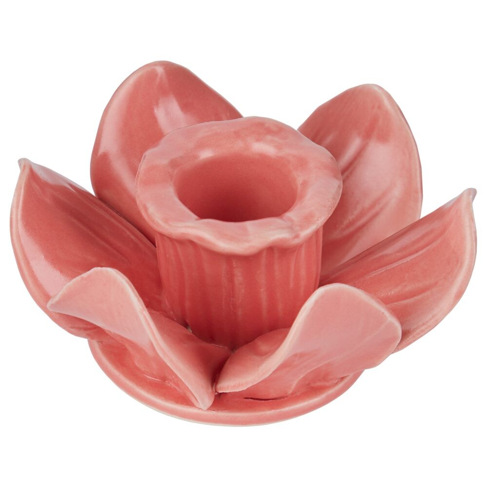 BLOSSOM Svícen na dlouhou svíčku květ - růžová