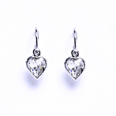 Stříbrné dětské naušnice srdce s krystalem Swarovski (barva Crystal)NK 1315