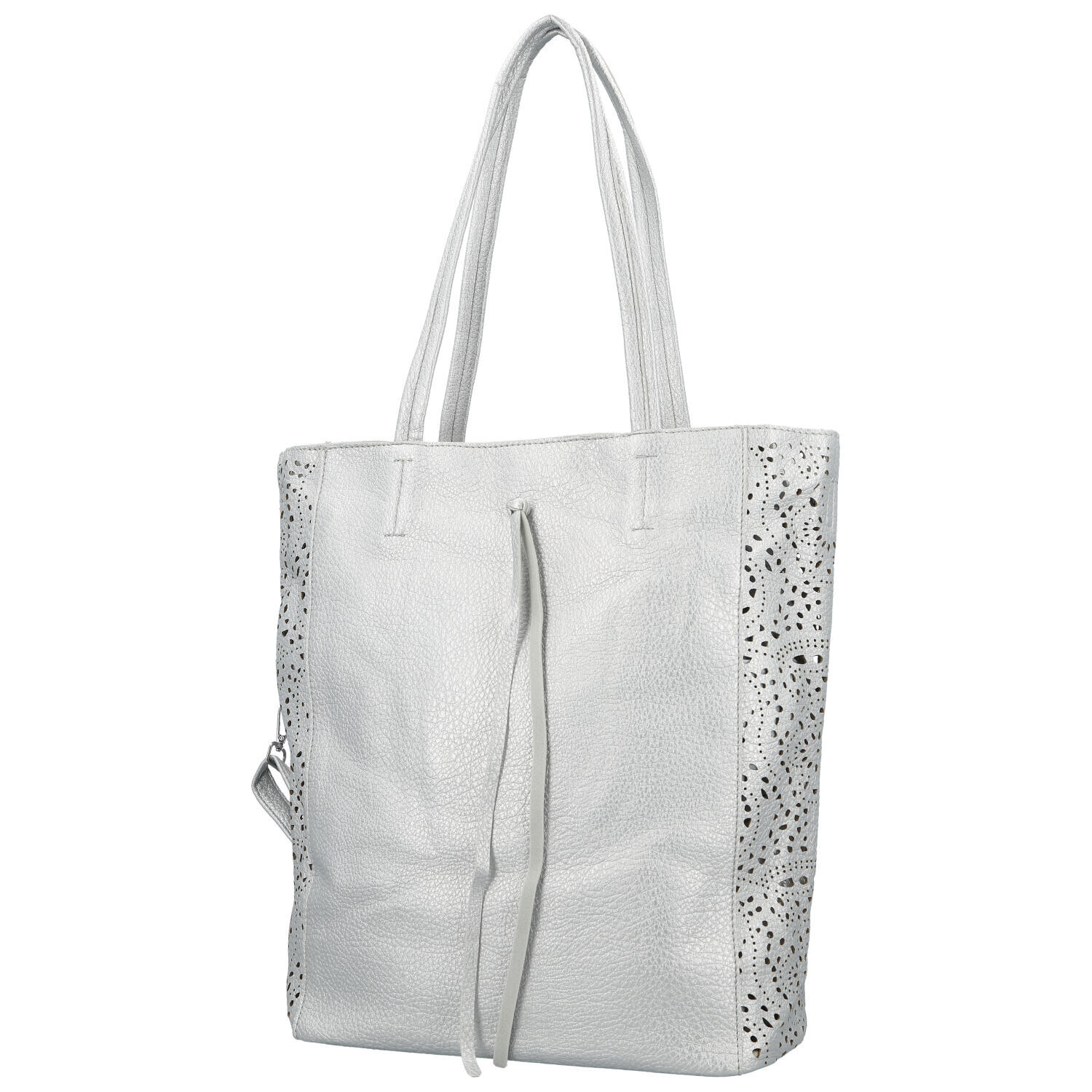 Módní dámský koženkový set kabelek Safira, stříbrný