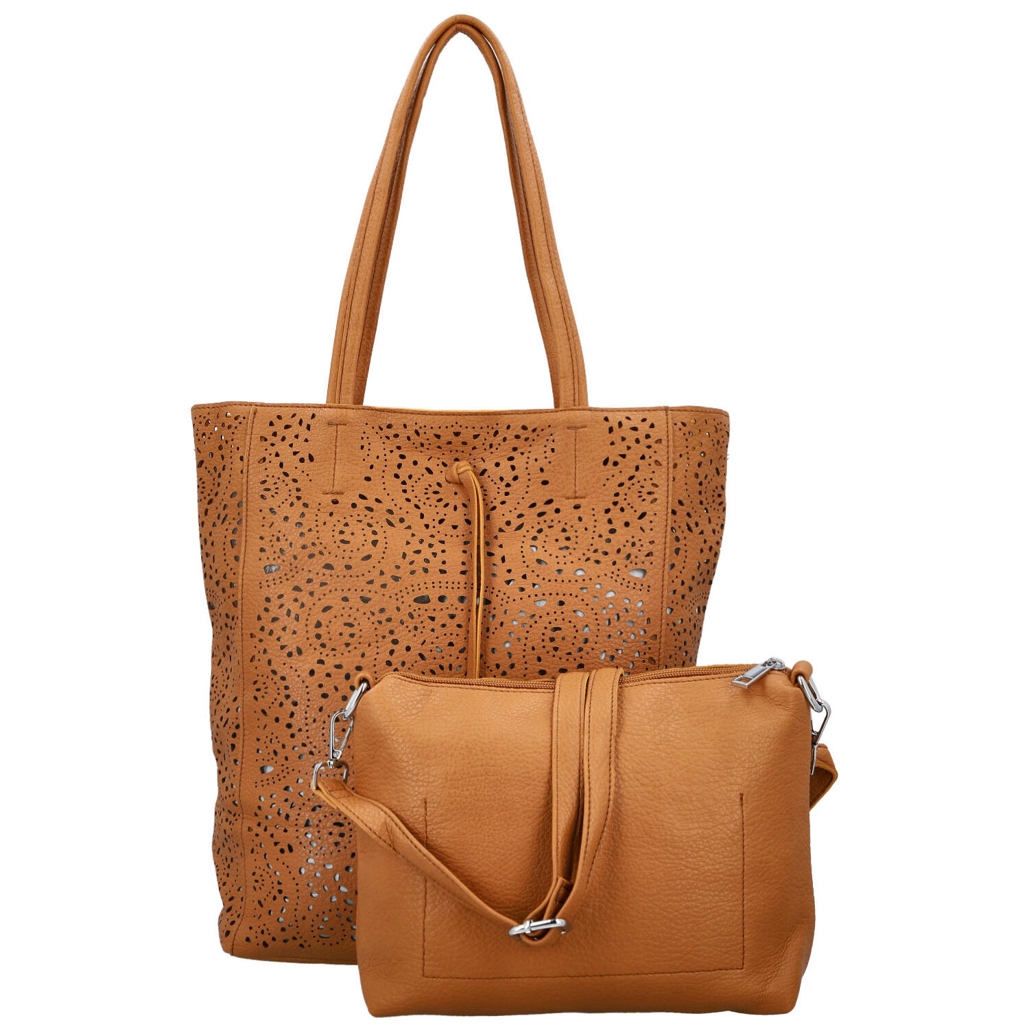 Módní dámský koženkový set kabelek Safira, hnědý