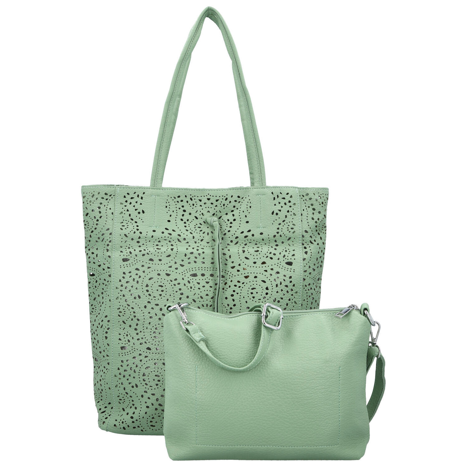 Módní dámský koženkový set kabelek Safira, modrozelený