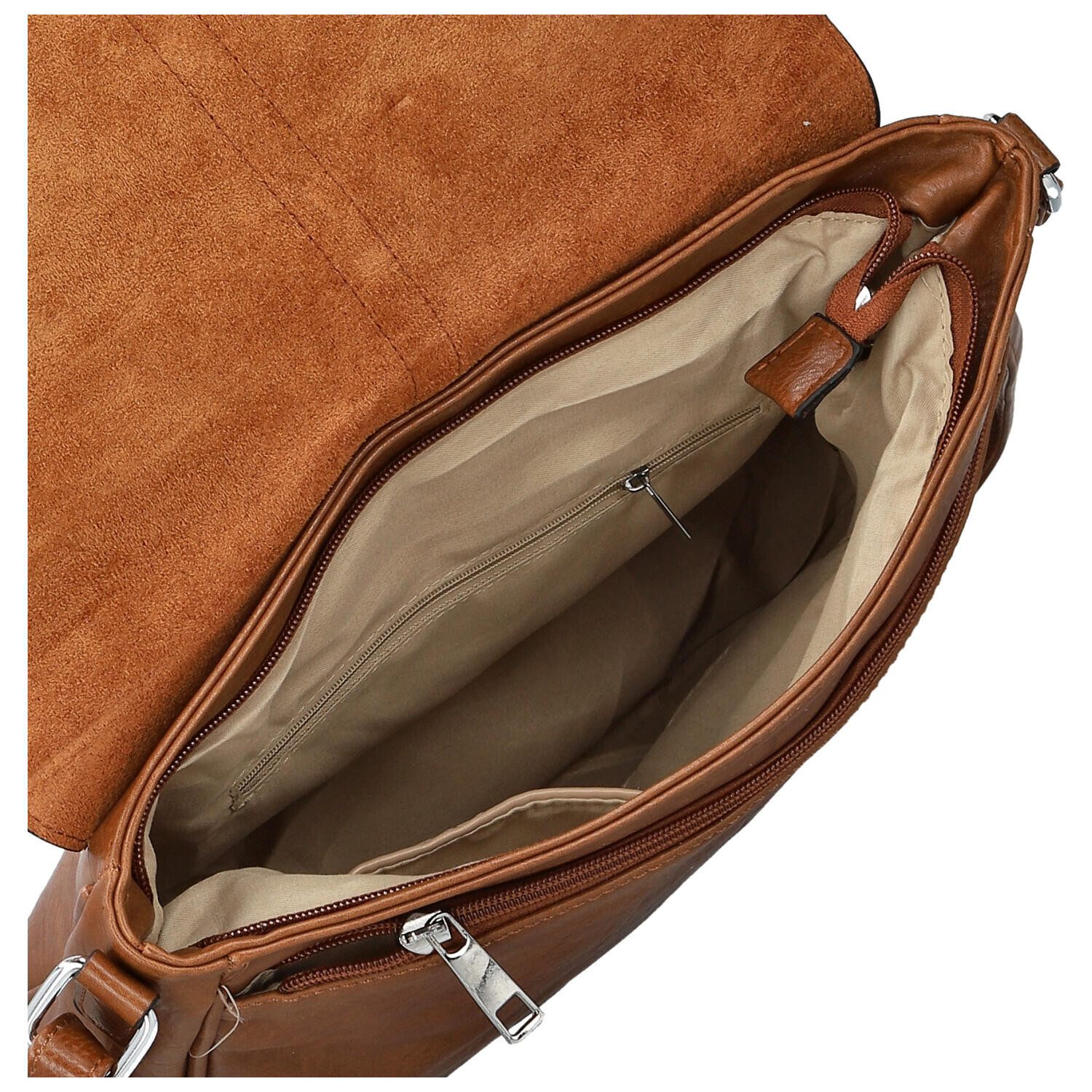 Trendy dámská koženková crossbody kabelka Relinda, hnědá