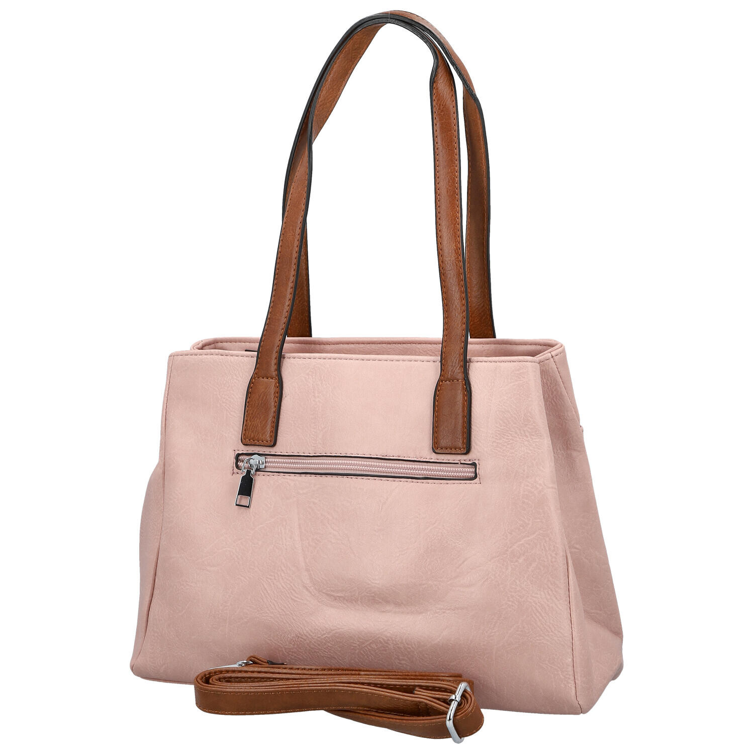 Trendy dámská koženková kabelka na rameno Remiga, světle růžová