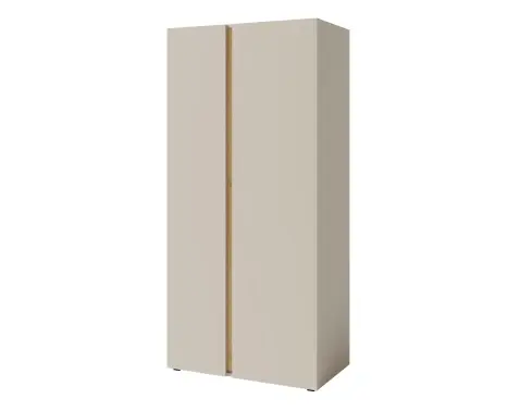 Šatní skříň Lucky, 90 cm, béžová/olejovaný dub