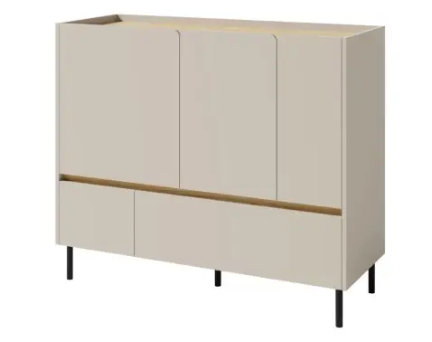 Komoda se zásuvkami Lucky, 120 cm, pískově béžová/olejovaný dub