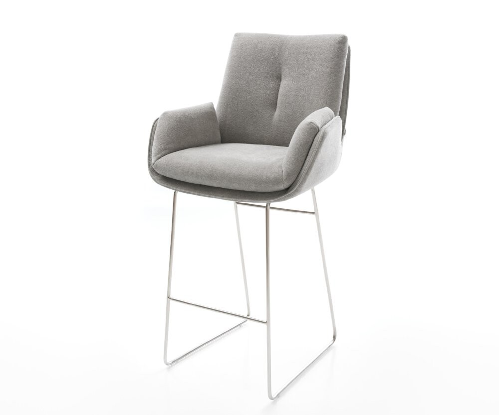 Barová židle Clea-Flex látka Měkký šedá tenká podnož nerezová ocel