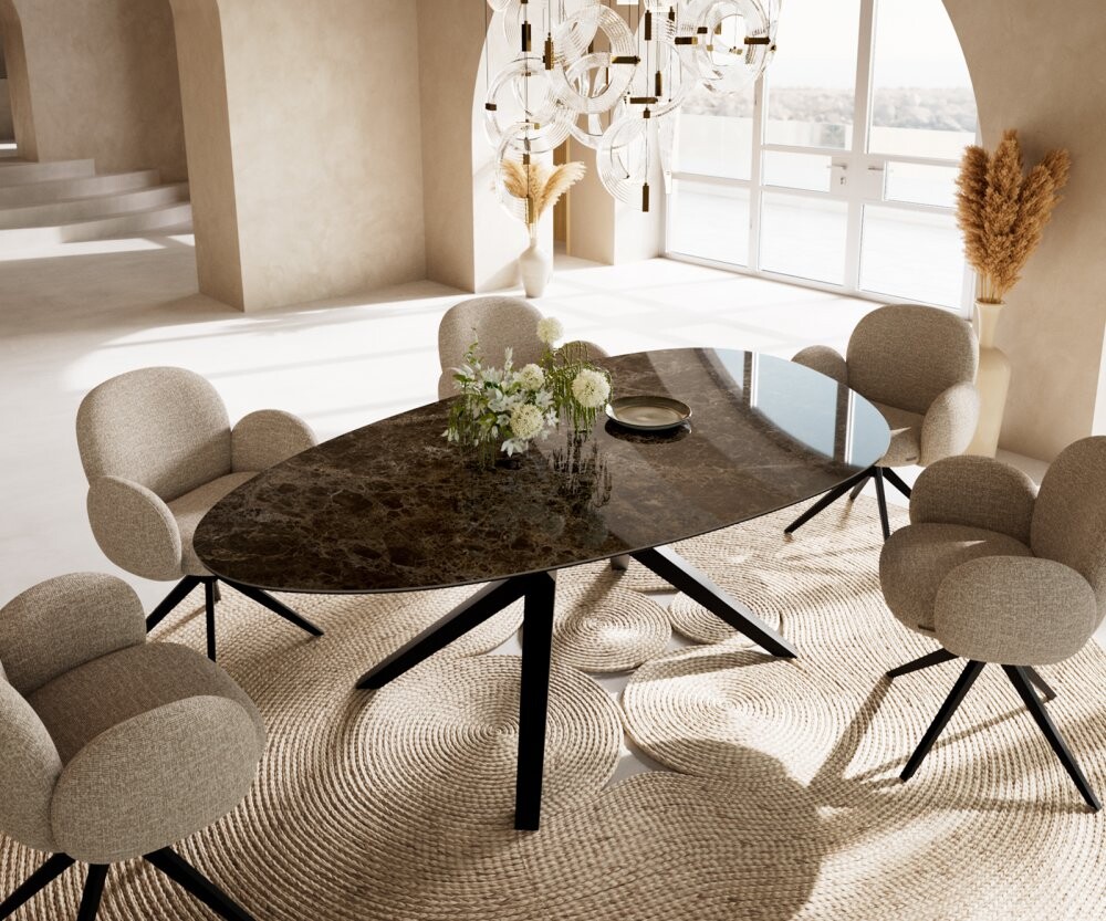 Jídelní stůl Edge oválný 220x120 cm keramika Laminam® Emperador Extra