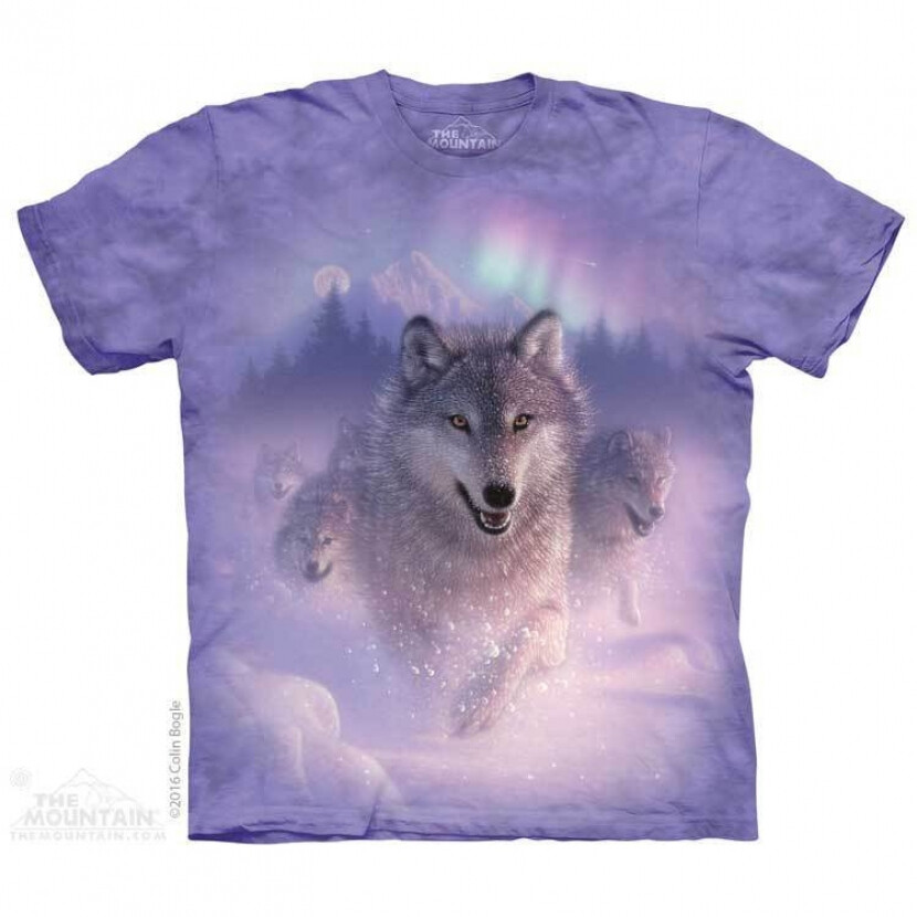 Tričko unisex The Mountain Northern Lights - fialové,