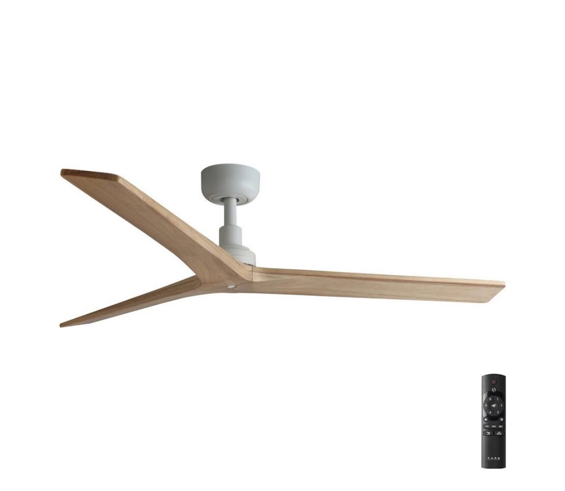 FARO Barcelona FARO 34280 - Stropní látor KLIM M borovice/bílá pr. 125 cm+dálkové ovládání 34280