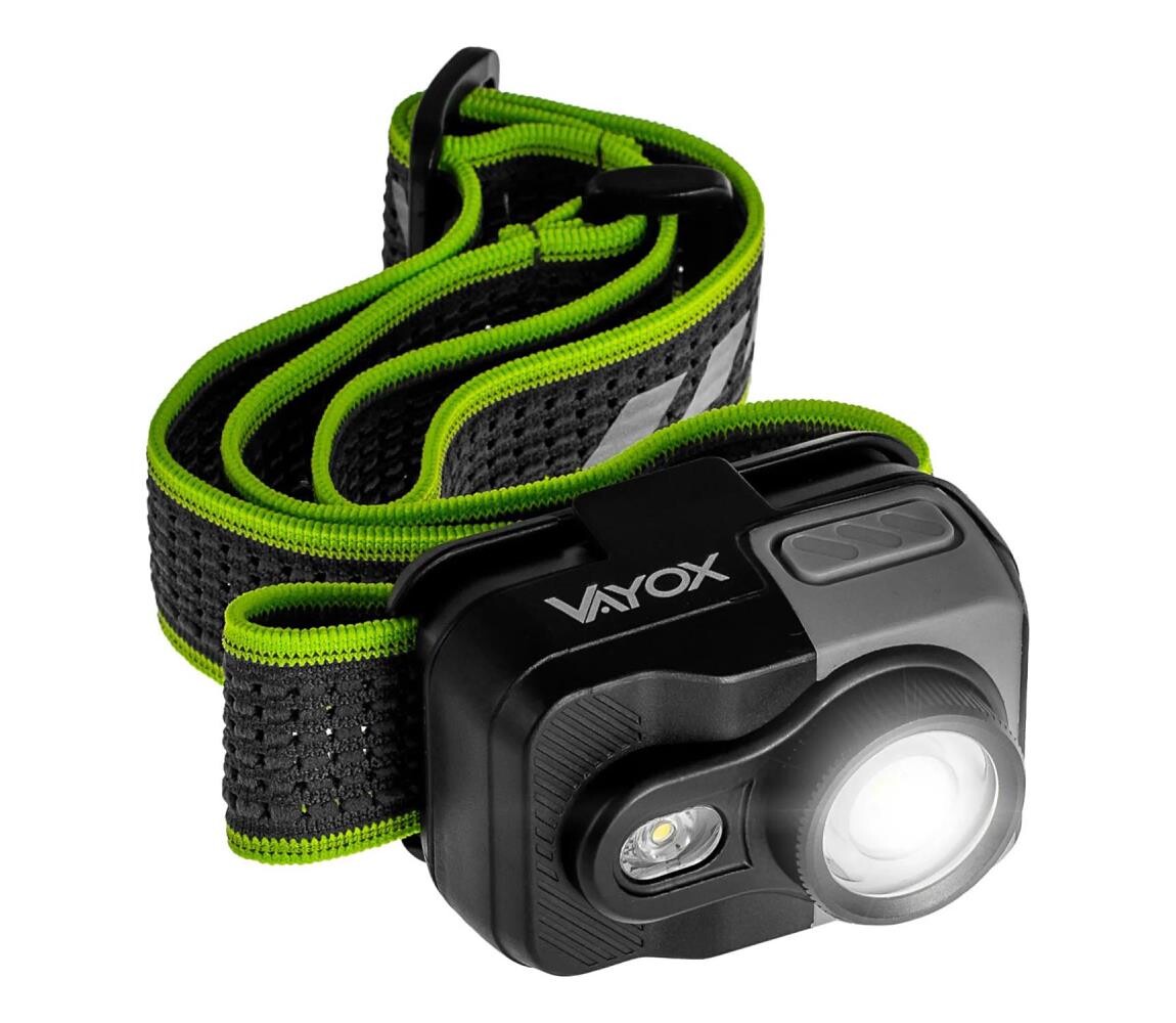 Vayox LED Stmívatelná nabíjecí čelovka LED/10W/5V/3xAAA IP66 800 lm 1000 mAh VA0196