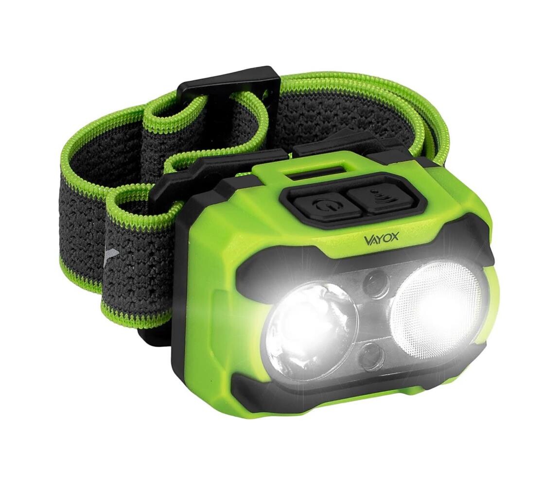 Vayox LED Stmívatelná nabíjecí čelovka LED/10W/5V/3xAAA IP44 600 lm 1200 mAh VA0361