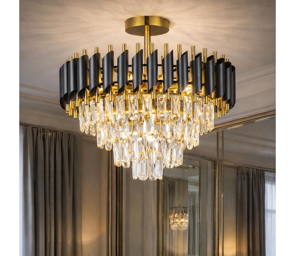 Brilagi - Přisazený lustr ECLIPSE 7xE14/10W/230V pr. 48 cm černá/zlatá BG72455