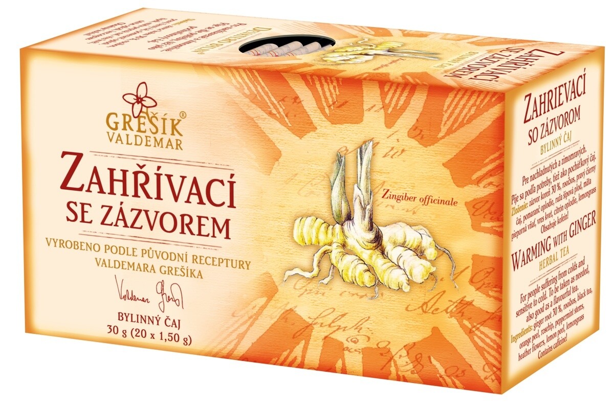 Valdemar Grešík Grešík Zahřívací se zázvorem bylinný porcovaný čaj 20 x 1,5 g