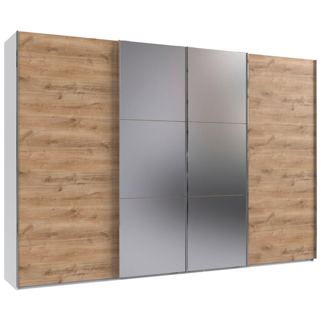 MID.YOU SKŘÍŇ S POSOUVACÍMI DVEŘMI, bílá, trámové dubové dřevo, 350/216/65 cm