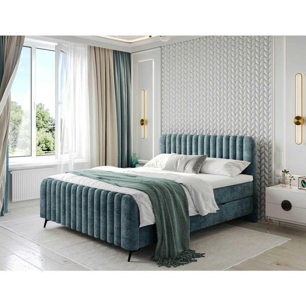 MID.YOU AMERICKÁ POSTEL, 180/200 cm, přírodní barvy, petrolej