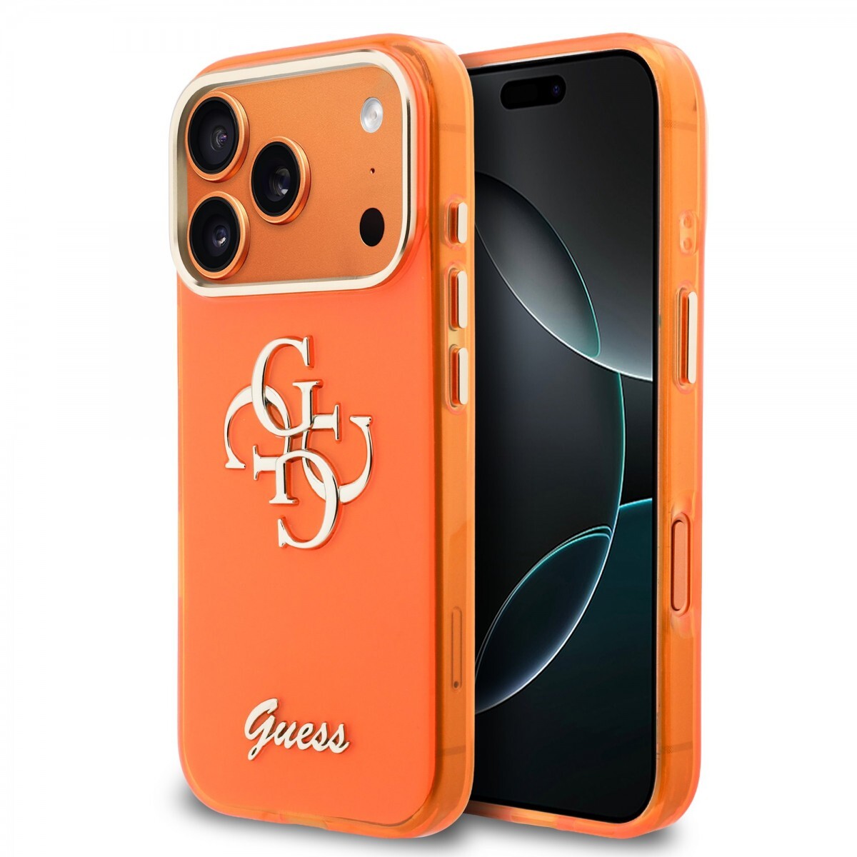 Zadní kryt Guess IML 4G Script Metal Logo pro iPhone 17 Pro Max Orange