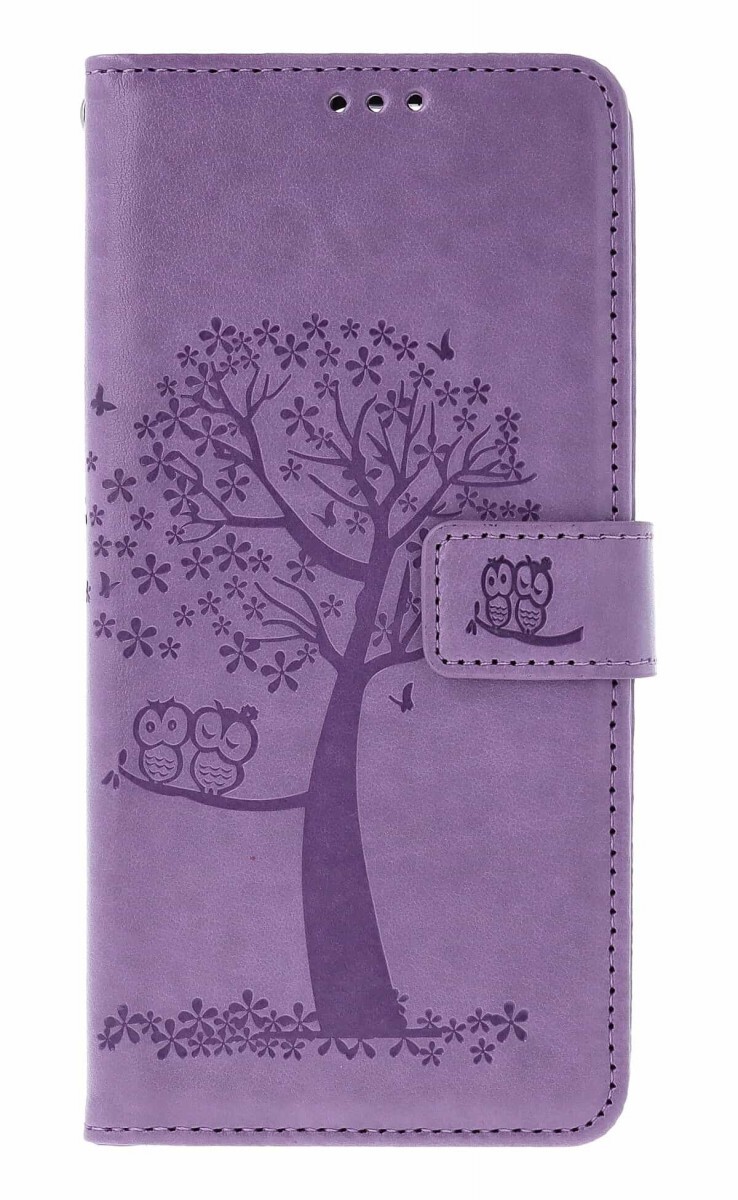 Pouzdro TopQ Xiaomi Redmi 15C knížkové Světle fialový strom sovičky 168118