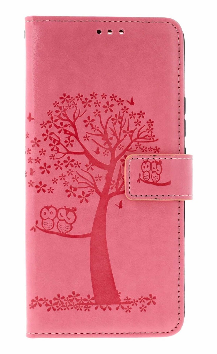 Pouzdro TopQ Xiaomi Redmi 15 knížkové Růžový strom sovičky 168123