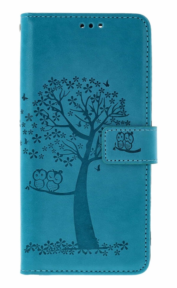 Pouzdro TopQ Xiaomi Redmi 15 knížkové Tyrkysový strom sovičky 168127