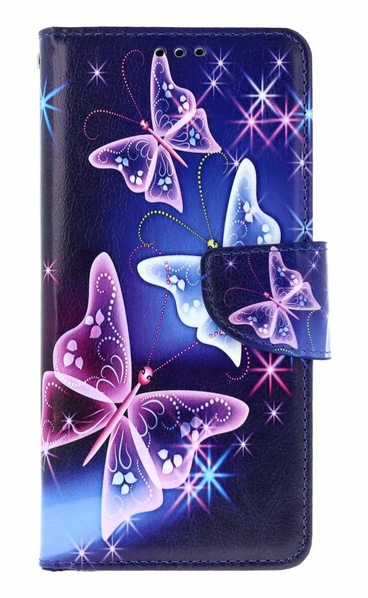 Pouzdro TopQ Motorola Moto G86 5G knížkové Modré s motýlky 170017