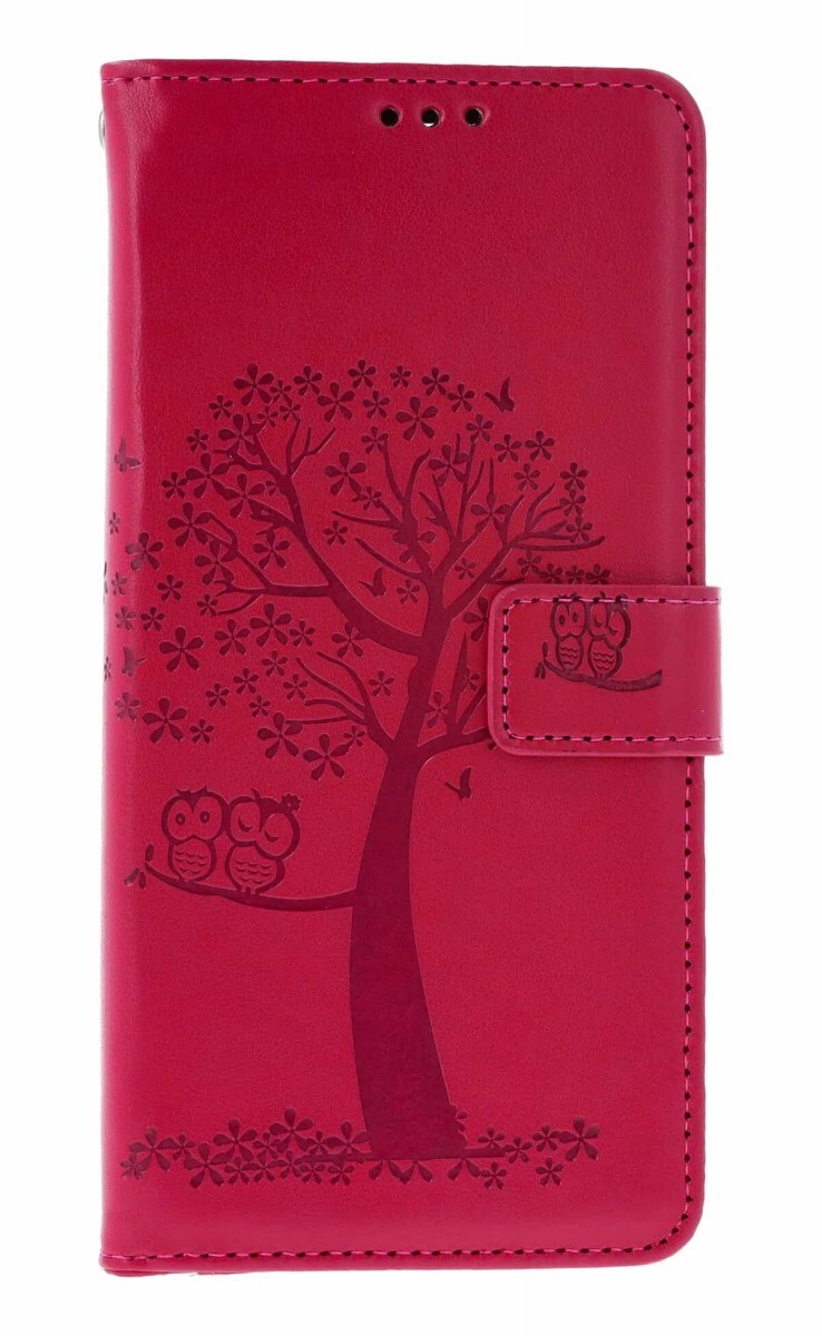 Pouzdro TopQ Xiaomi Redmi Note 15C knížkové Tmavě růžový strom sovičky 168117