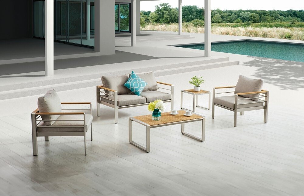 Šedý kovový zahradní lounge set pro 4 Florence – Garden Pleasure