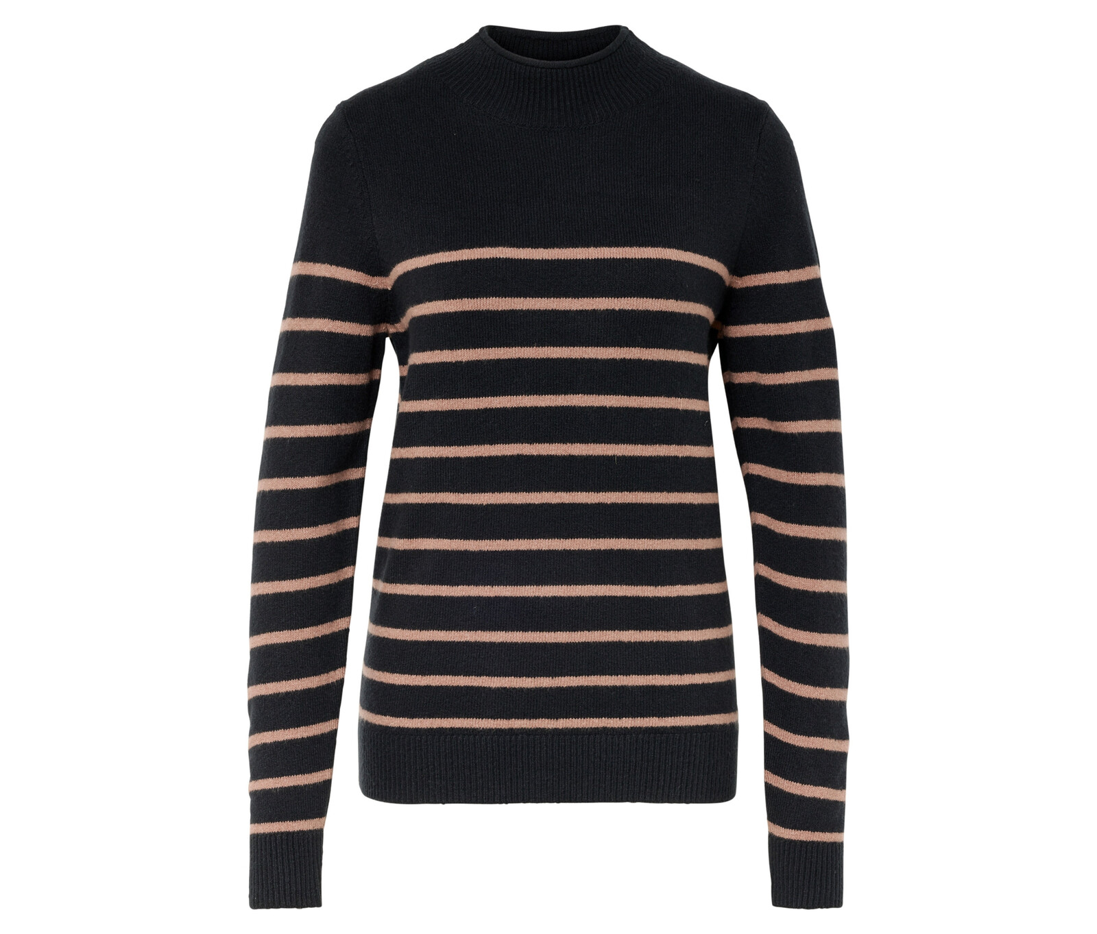 Tchibo - Pletený svetr se stojáčkem - pro ženy - vel. S 36/38 - barva: černá/s proužky