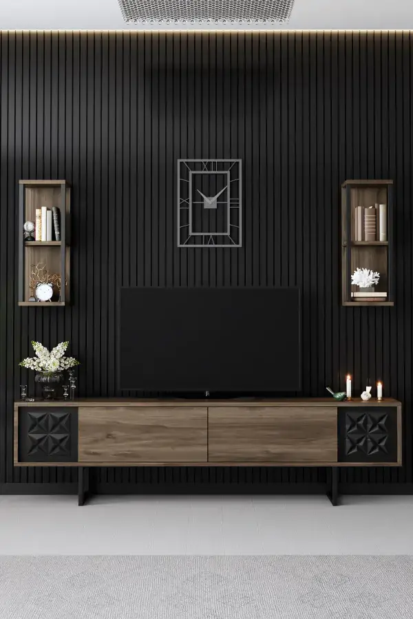 Casarredo Obývací stěna Black Line - ořech / černá