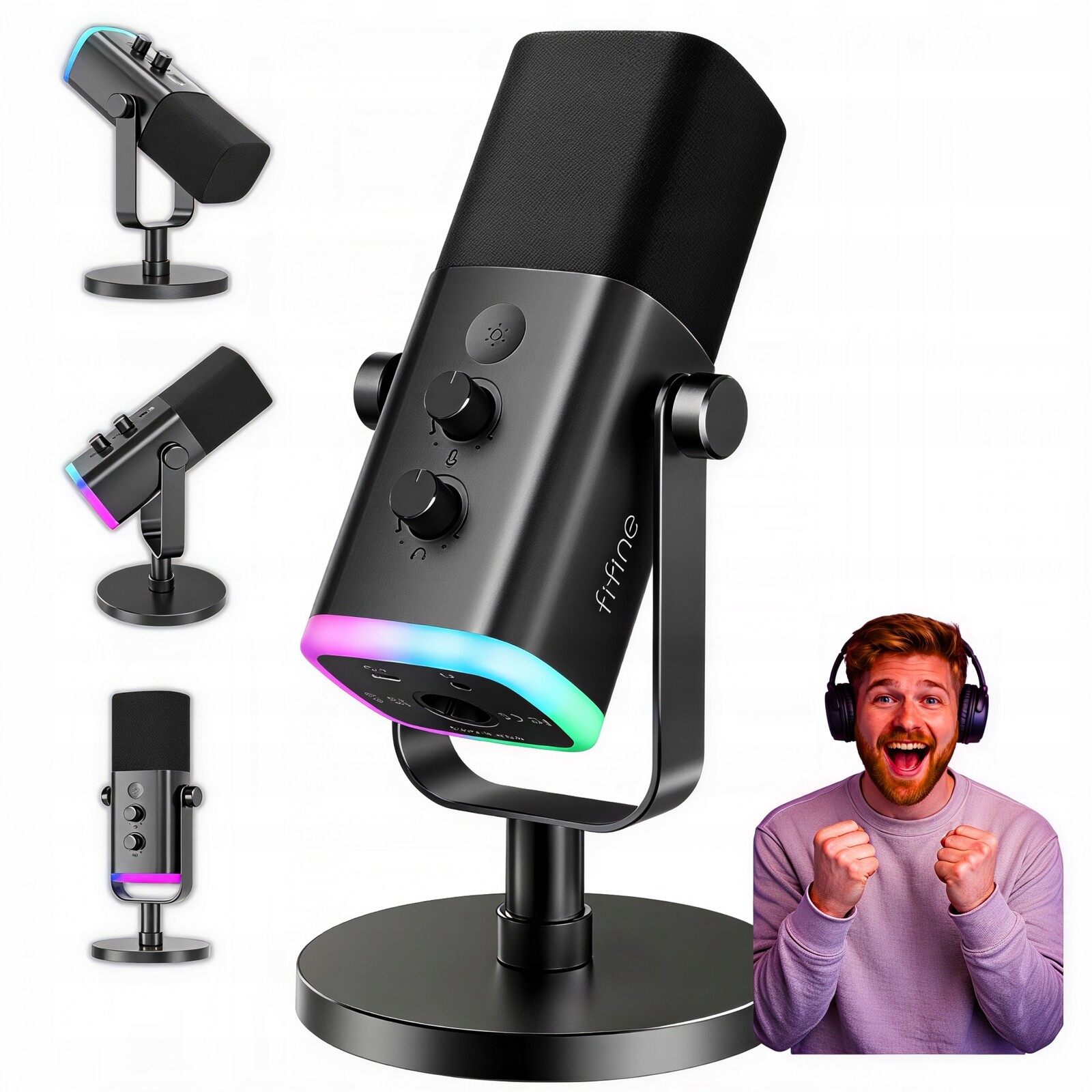 Studiový Herní Mikrofon Do Počítače Fifine AM8W Ampligame Rgb Černý