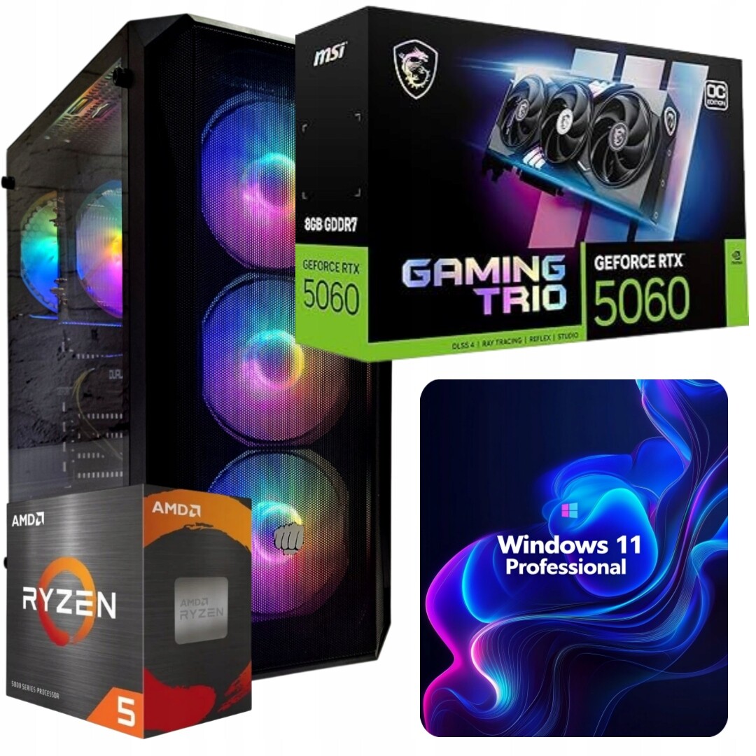 Herní Pc Ryzen 5 3600 32GB 1 Tb Ssd M.2. Rtx 5060 8GB Wi-Fi WIN11