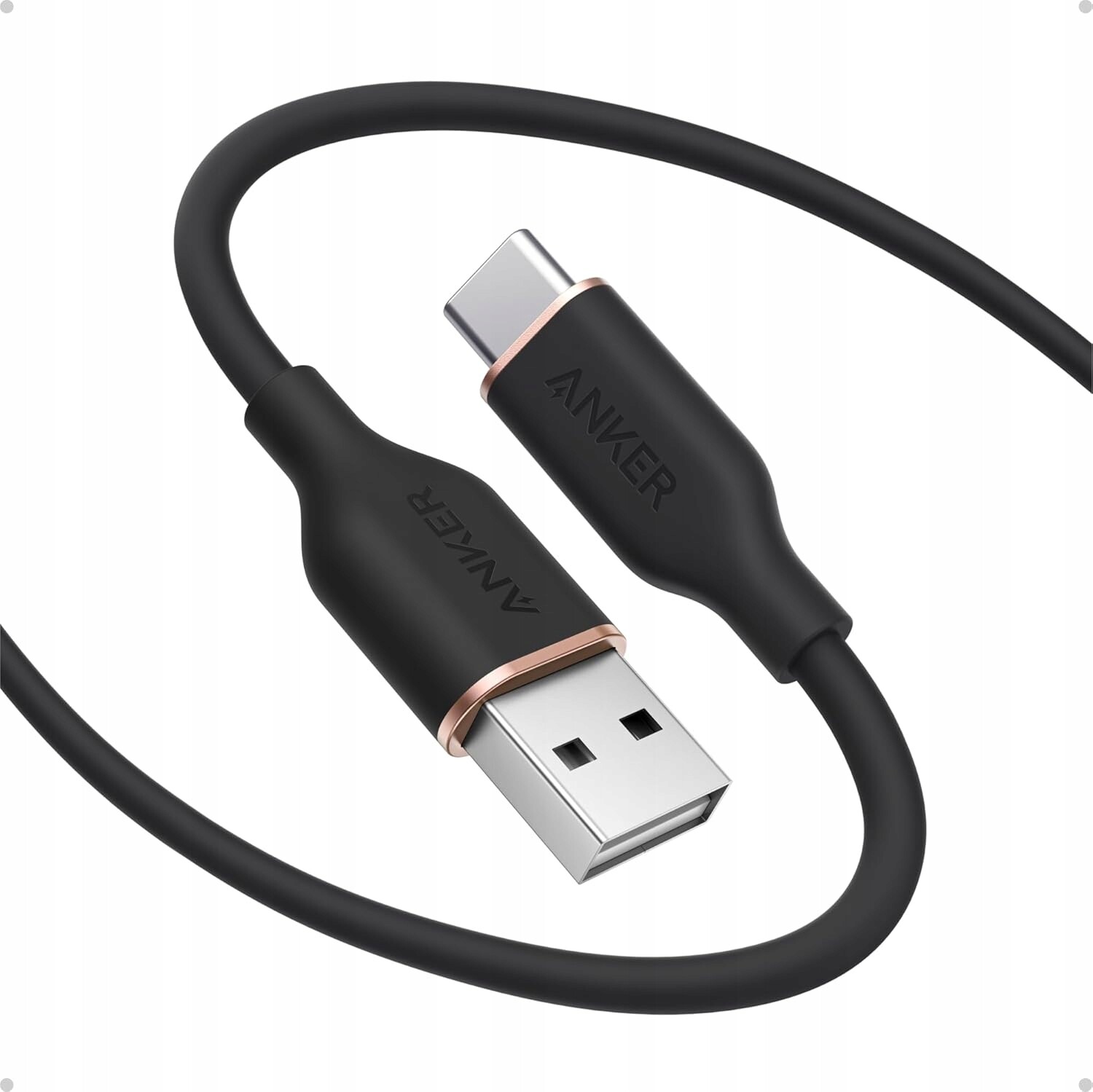 Anker kabel Usb-a na Usb-c silikonový 180 cm flexibilní Usb-if 15W 3A černý