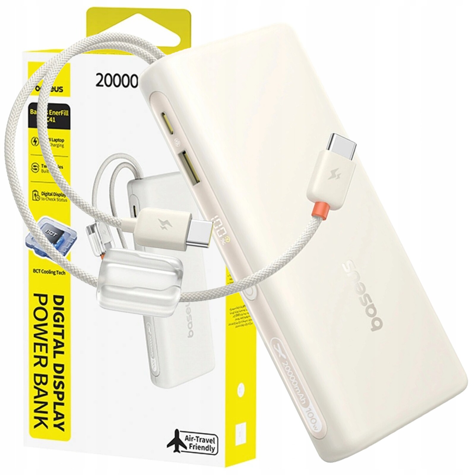 Baseus Powerbanka 20000 mAh 100 W S Vestavěnými Usb-c Kabely Pro 4 Zařízení